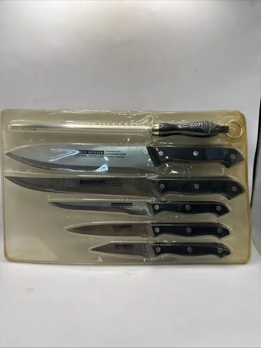 Koch Messer Set Of 5 Kitchen Knifes With Sharpening Steel *